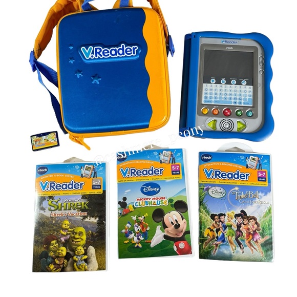 💞SOLD💞Vtech V. Reader Interactive Reading System Tablet & Backpack & 4 Games - Picture 1 of 7